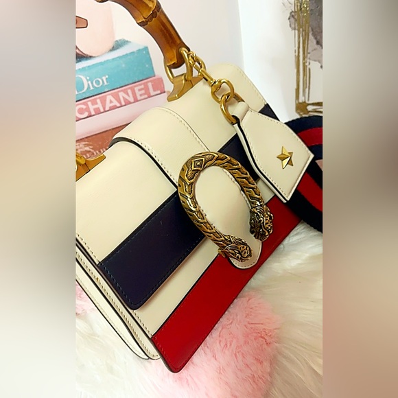 Gucci Red, White, and Black Satchel with Bamboo Handle - Picture 6 of 17